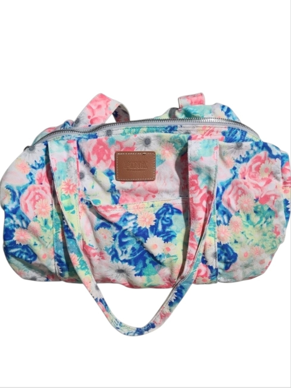 Victoria's Secret PINK Floral Canvas Mini Barrel Duffle Gym Weekender Bag